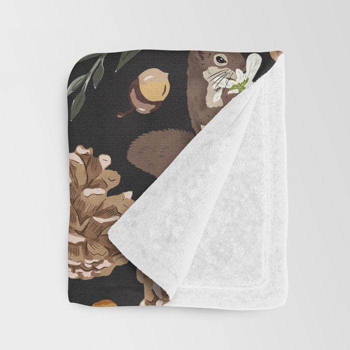 Squirrel flowering dark meadow Throw Blanket Gallery Image 3