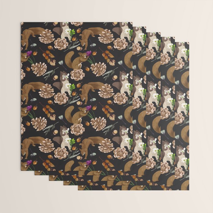 Squirrel flowering dark meadow Wrapping Paper Gallery Image 3