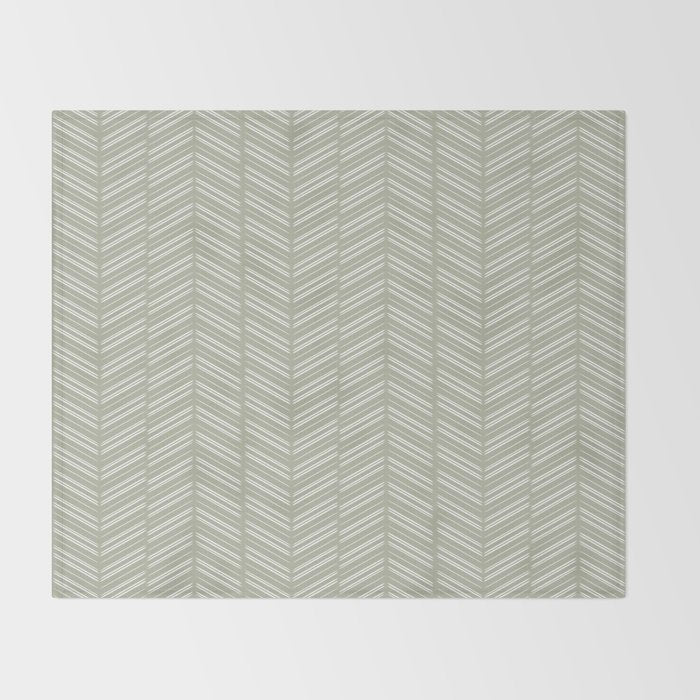 Herringbone (Sage) Throw Blanket Gallery Image 2