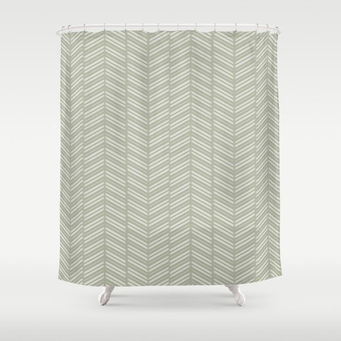 Herringbone (Sage) Shower Curtain Gallery Image 1