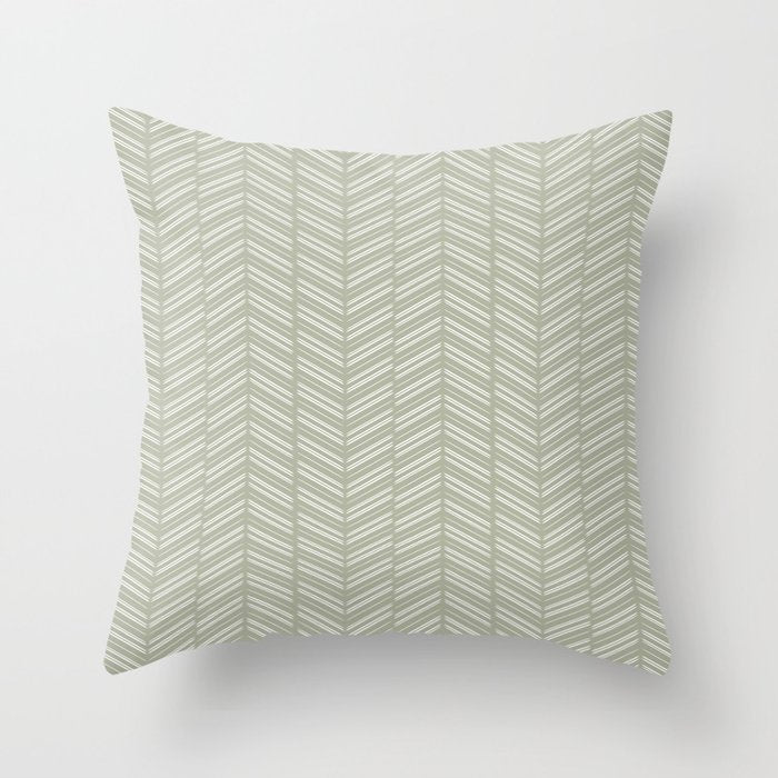 Herringbone (Sage) Throw Pillow Gallery Image 6