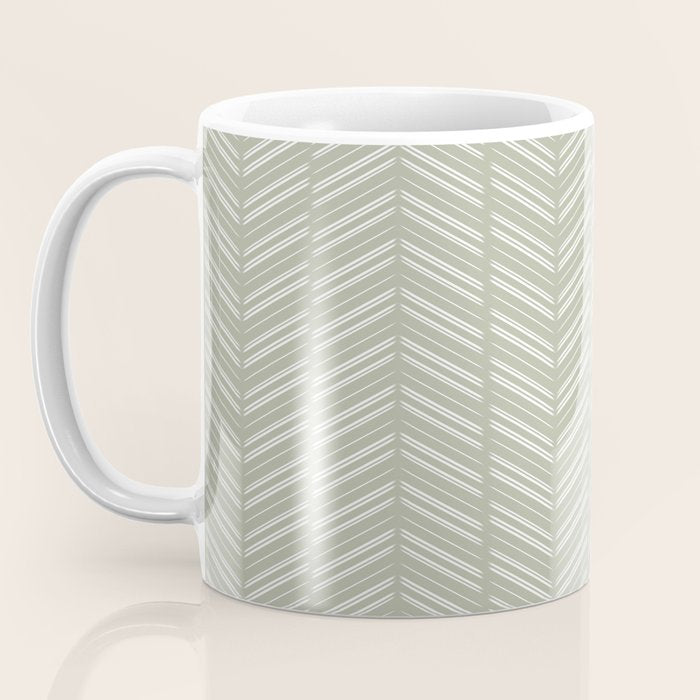 Herringbone (Sage) Coffee Mug Gallery Image 3