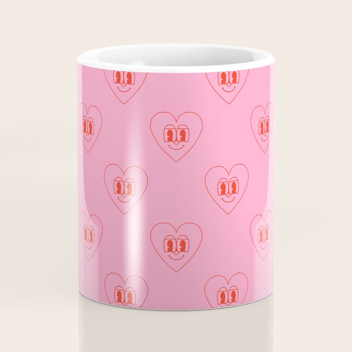 Funny red love heart cartoon pattern Coffee Mug Gallery Image 4