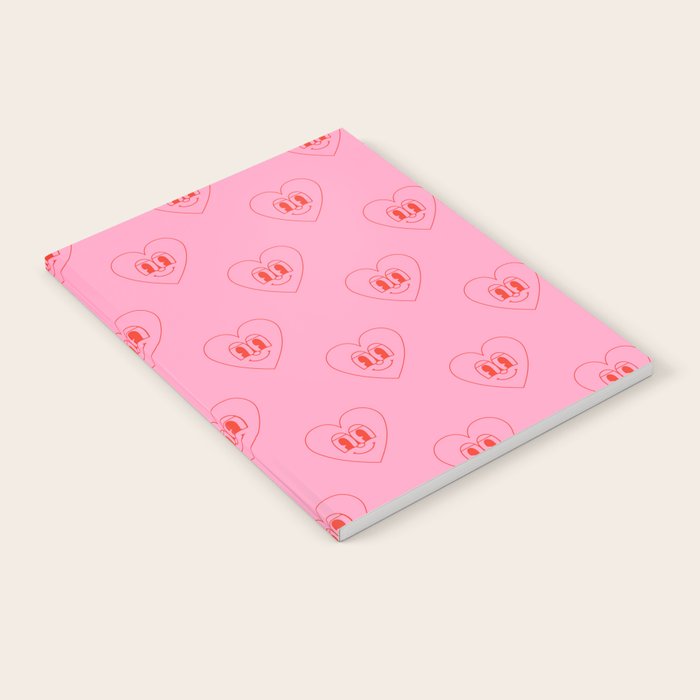 Funny red love heart cartoon pattern Notebook Gallery Image 2