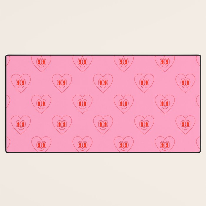 Funny red love heart cartoon pattern Desk Mat Gallery Image 3