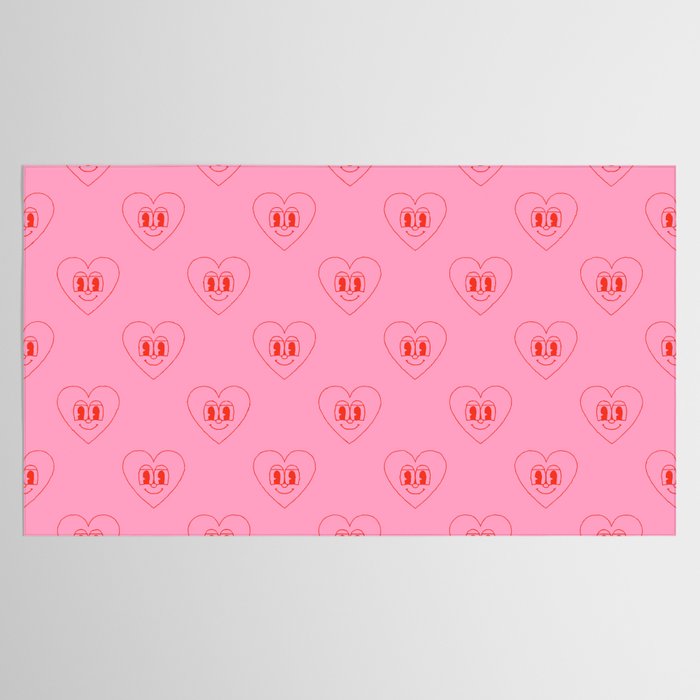 Funny red love heart cartoon pattern Tablecloth Gallery Image 2