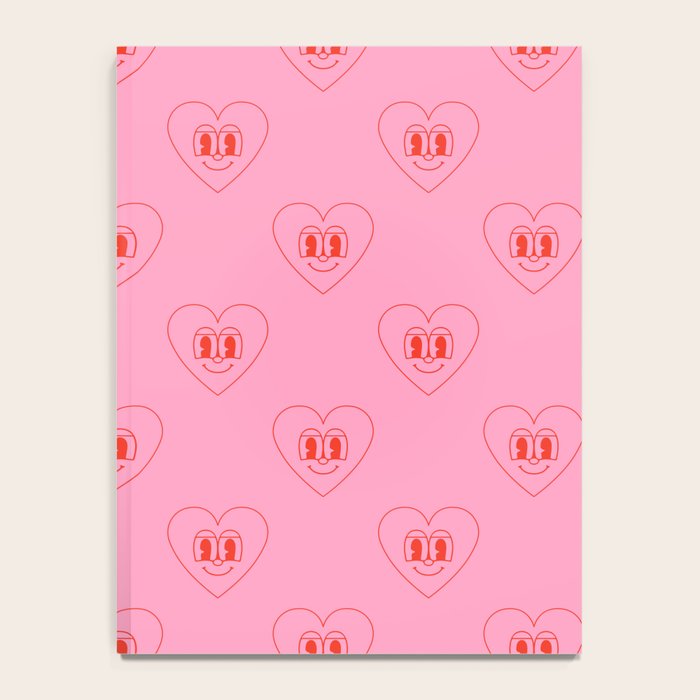Funny red love heart cartoon pattern Notebook Gallery Image 4