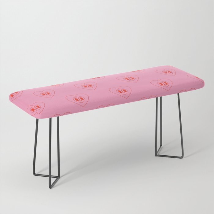 Funny red love heart cartoon pattern Bench Gallery Image 1
