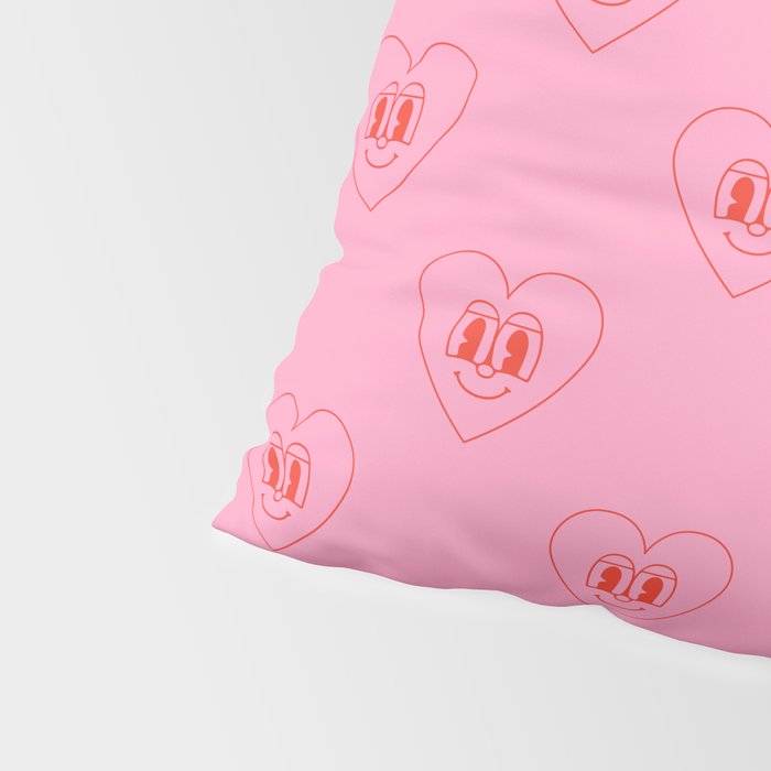 Funny red love heart cartoon pattern Pillow Sham Gallery Image 4