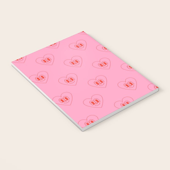 Funny red love heart cartoon pattern Notebook Gallery Image 3