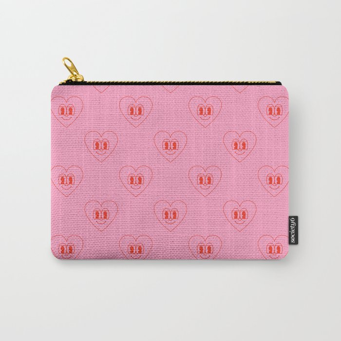 Funny red love heart cartoon pattern Carry All Pouch Gallery Image 1