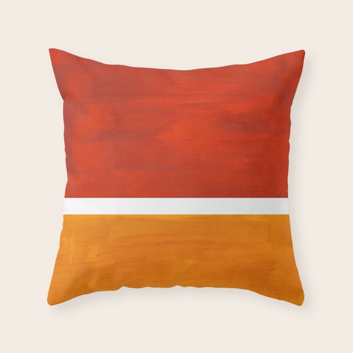 Burnt Orange Yellow Ochre Mid Century Modern Abstract Minimalist Rothko Color Field Squares Throw Pillow Gallery Image 6