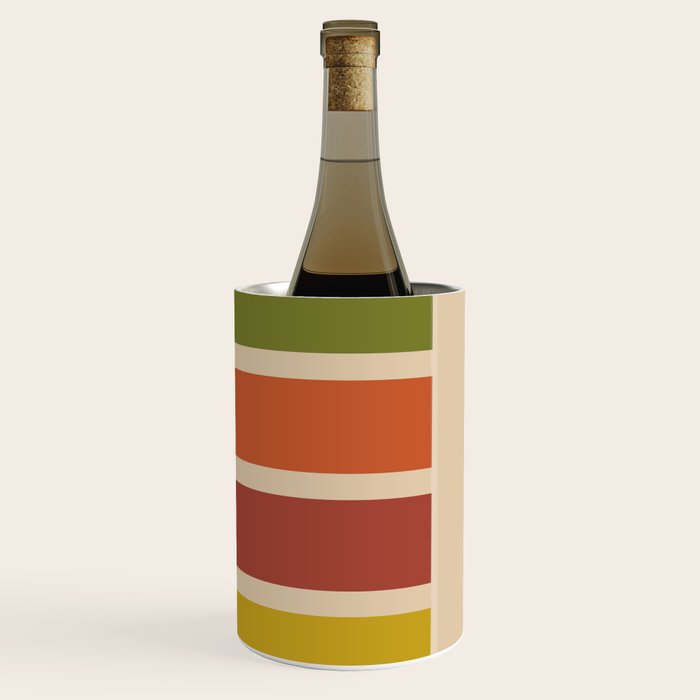 Nelson Blocks II - Midcentury Modern Geometric in Mid Century Mod Mustard, Olive, Teal, Orange, Beige Wine Chiller Gallery Image 3