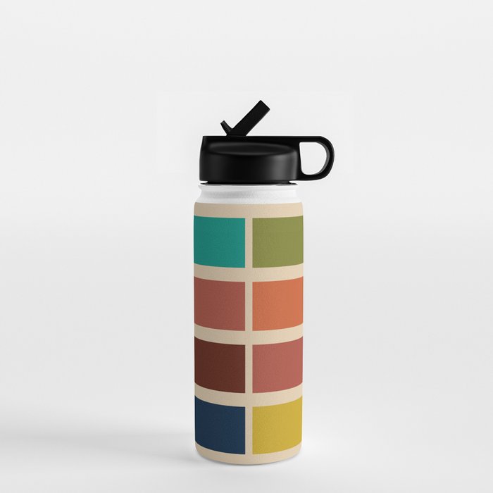 Nelson Blocks II - Midcentury Modern Geometric in Mid Century Mod Mustard, Olive, Teal, Orange, Beige Water Bottle Gallery Image 1