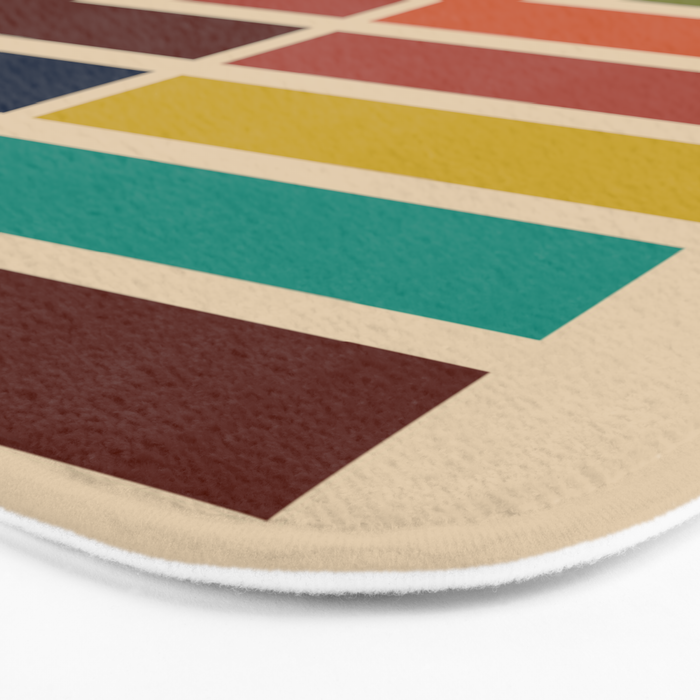 Nelson Blocks II - Midcentury Modern Geometric in Mid Century Mod Mustard, Olive, Teal, Orange, Beige Bath Mat Gallery Image 3