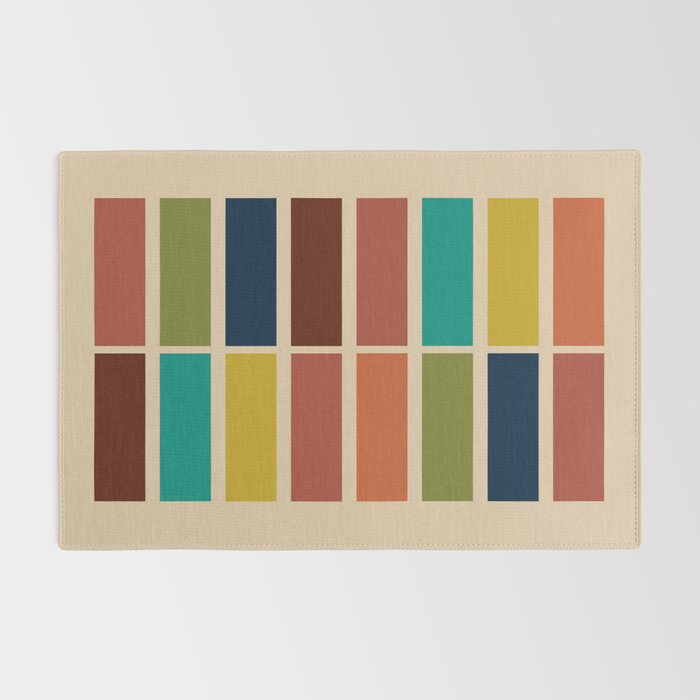 Nelson Blocks II - Midcentury Modern Geometric in Mid Century Mod Mustard, Olive, Teal, Orange, Beige Rug Gallery Image 2