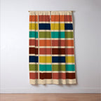Nelson Blocks II - Midcentury Modern Geometric in Mid Century Mod Mustard, Olive, Teal, Orange, Beige Window Curtain Gallery Image 3