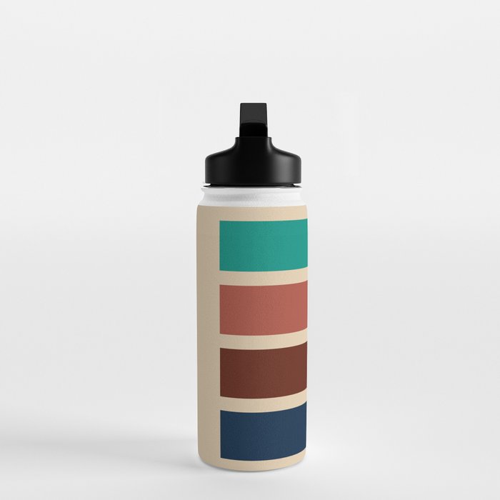 Nelson Blocks II - Midcentury Modern Geometric in Mid Century Mod Mustard, Olive, Teal, Orange, Beige Water Bottle Gallery Image 3