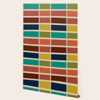 Nelson Blocks II - Midcentury Modern Geometric in Mid Century Mod Mustard, Olive, Teal, Orange, Beige Wallpaper Gallery Image 2