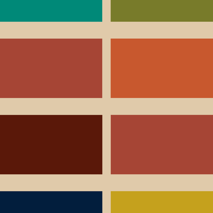 Nelson Blocks II - Midcentury Modern Geometric in Mid Century Mod Mustard, Olive, Teal, Orange, Beige Coffee Mug Gallery Image 2