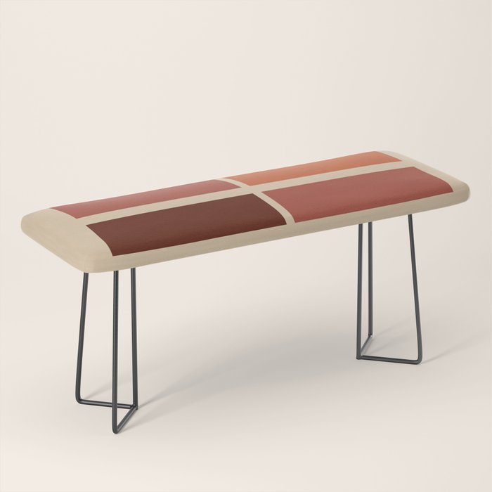 Nelson Blocks II - Midcentury Modern Geometric in Mid Century Mod Mustard, Olive, Teal, Orange, Beige Bench Gallery Image 1