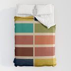 Nelson Blocks II - Midcentury Modern Geometric in Mid Century Mod Mustard, Olive, Teal, Orange, Beige Duvet Cover Gallery Image 6