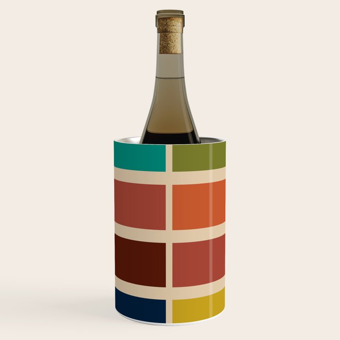 Nelson Blocks II - Midcentury Modern Geometric in Mid Century Mod Mustard, Olive, Teal, Orange, Beige Wine Chiller Gallery Image 1