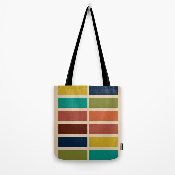 Nelson Blocks II - Midcentury Modern Geometric in Mid Century Mod Mustard, Olive, Teal, Orange, Beige Tote Bag Gallery Image 2