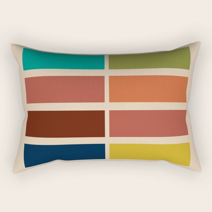 Nelson Blocks II - Midcentury Modern Geometric in Mid Century Mod Mustard, Olive, Teal, Orange, Beige Rectangular Pillow Gallery Image 1