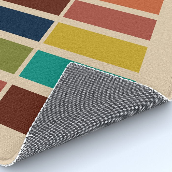 Nelson Blocks II - Midcentury Modern Geometric in Mid Century Mod Mustard, Olive, Teal, Orange, Beige Rug Gallery Image 4