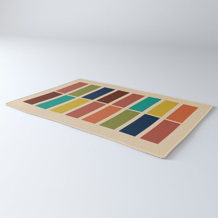 Nelson Blocks II - Midcentury Modern Geometric in Mid Century Mod Mustard, Olive, Teal, Orange, Beige Rug Gallery Image 3