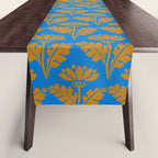 Vintage Floral Arches Art Nouveau Pattern in Cerulean Blue and Deep Mustard Table Runner Gallery Image 1