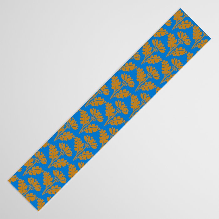 Vintage Floral Arches Art Nouveau Pattern in Cerulean Blue and Deep Mustard Table Runner Gallery Image 3