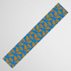 Vintage Floral Arches Art Nouveau Pattern in Cerulean Blue and Deep Mustard Table Runner Gallery Image 3