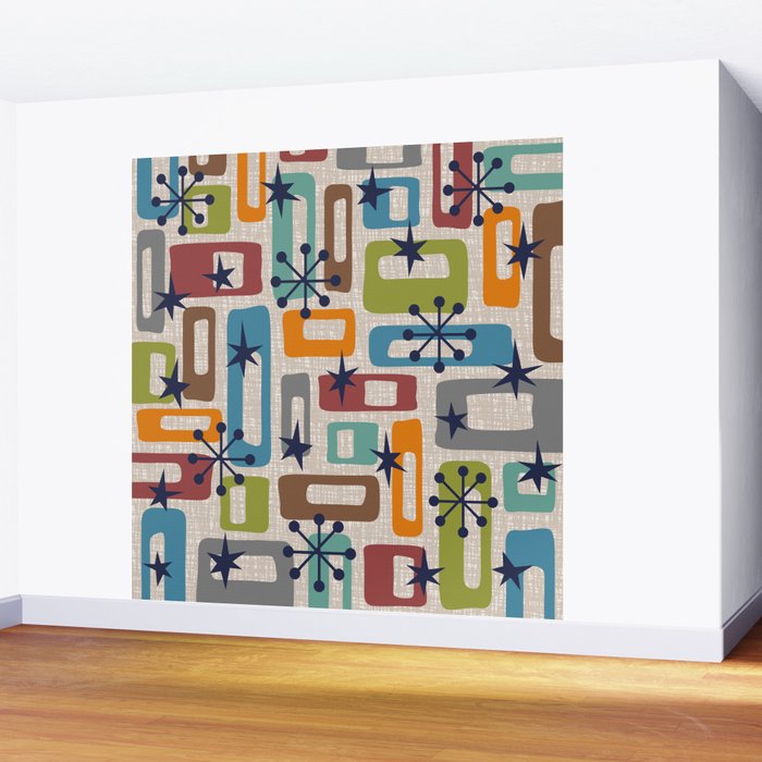 Colorful Retro Mid Century Modern Solar Squares 629 Wall Mural Gallery Image 2