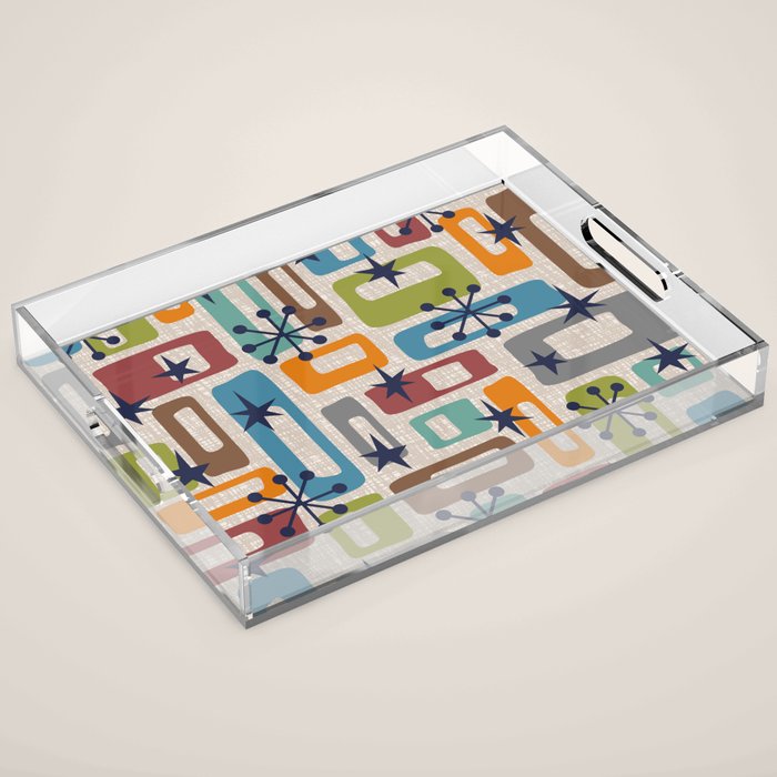 Colorful Retro Mid Century Modern Solar Squares 629 Acrylic Tray Gallery Image 1