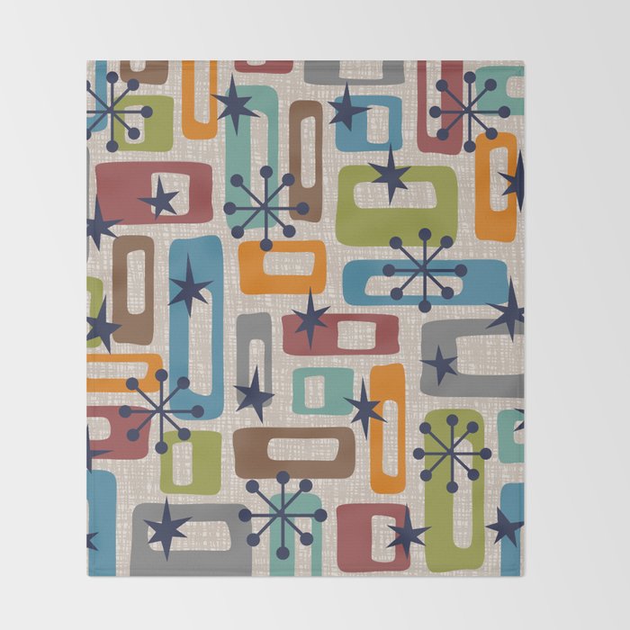Colorful Retro Mid Century Modern Solar Squares 629 Throw Blanket Gallery Image 2