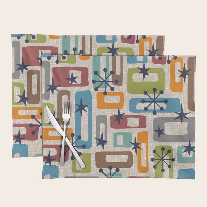Colorful Retro Mid Century Modern Solar Squares 629 Placemat Gallery Image 1