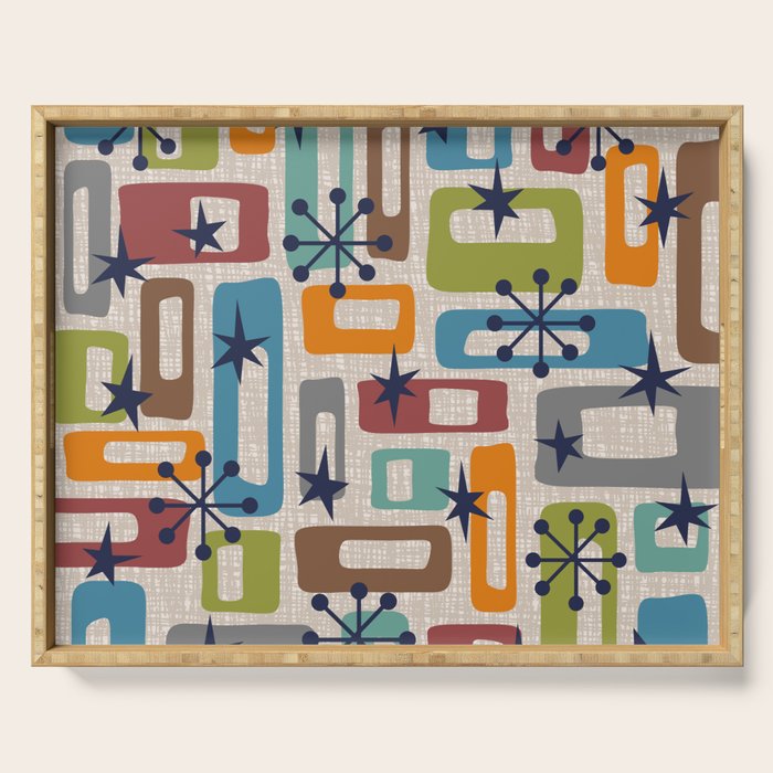 Colorful Retro Mid Century Modern Solar Squares 629 Serving Tray Gallery Image 1
