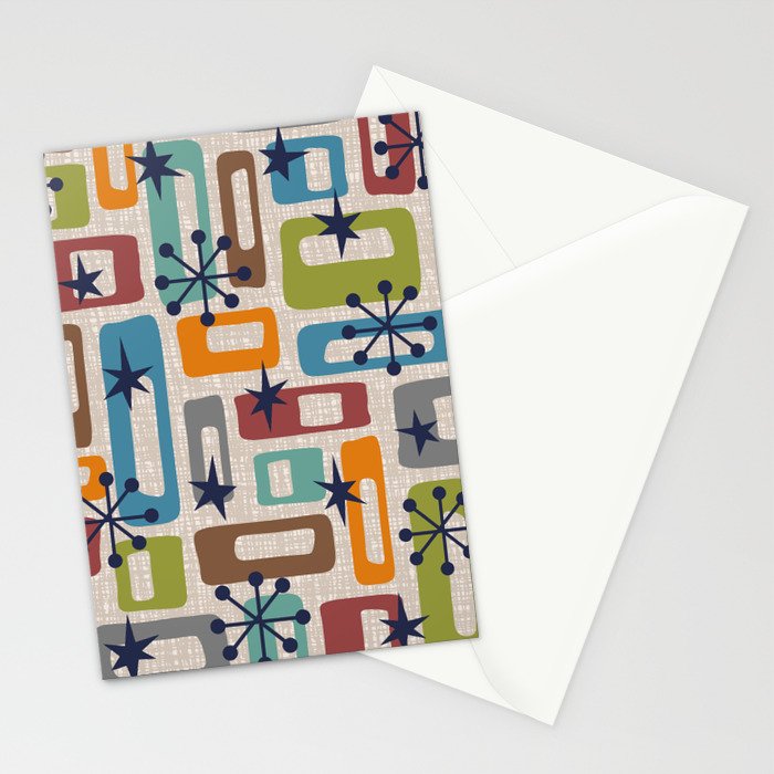 Colorful Retro Mid Century Modern Solar Squares 629 Stationery Card Gallery Image 2