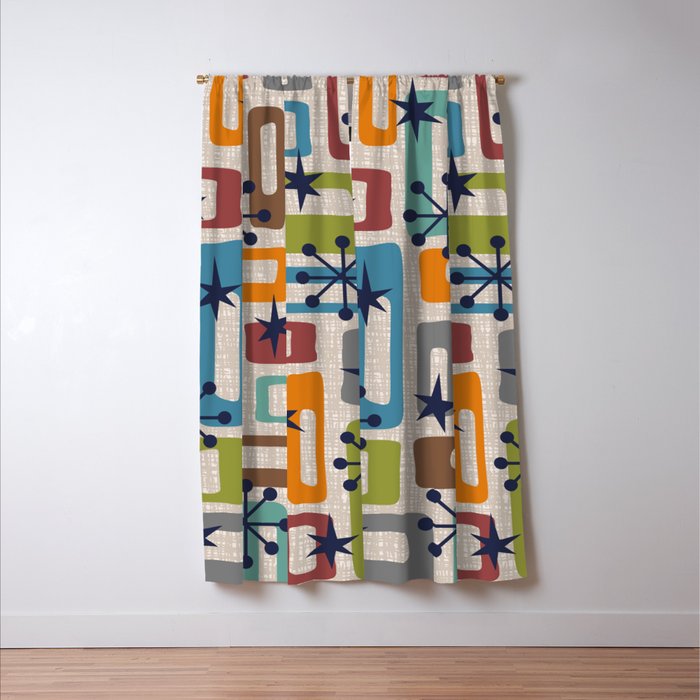 Colorful Retro Mid Century Modern Solar Squares 629 Window Curtain Gallery Image 3