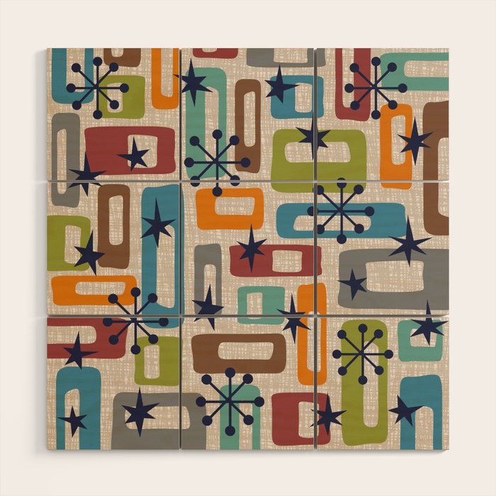 Colorful Retro Mid Century Modern Solar Squares 629 Wood Wall Art Gallery Image 1