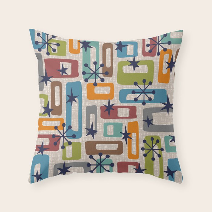 Colorful Retro Mid Century Modern Solar Squares 629 Throw Pillow Gallery Image 6