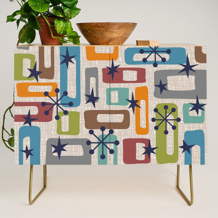 Colorful Retro Mid Century Modern Solar Squares 629 Credenza Gallery Image 1