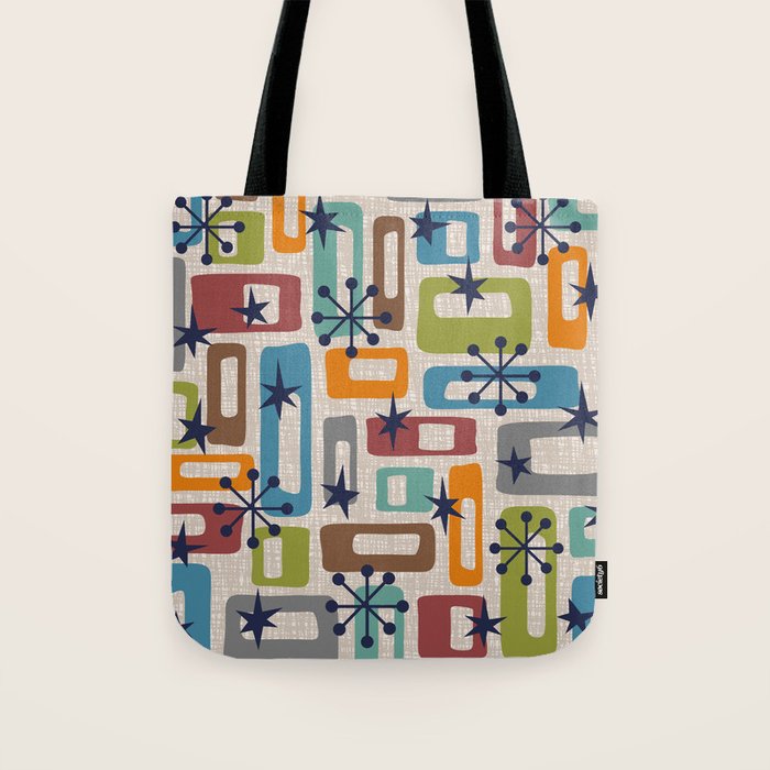 Colorful Retro Mid Century Modern Solar Squares 629 Tote Bag Gallery Image 1
