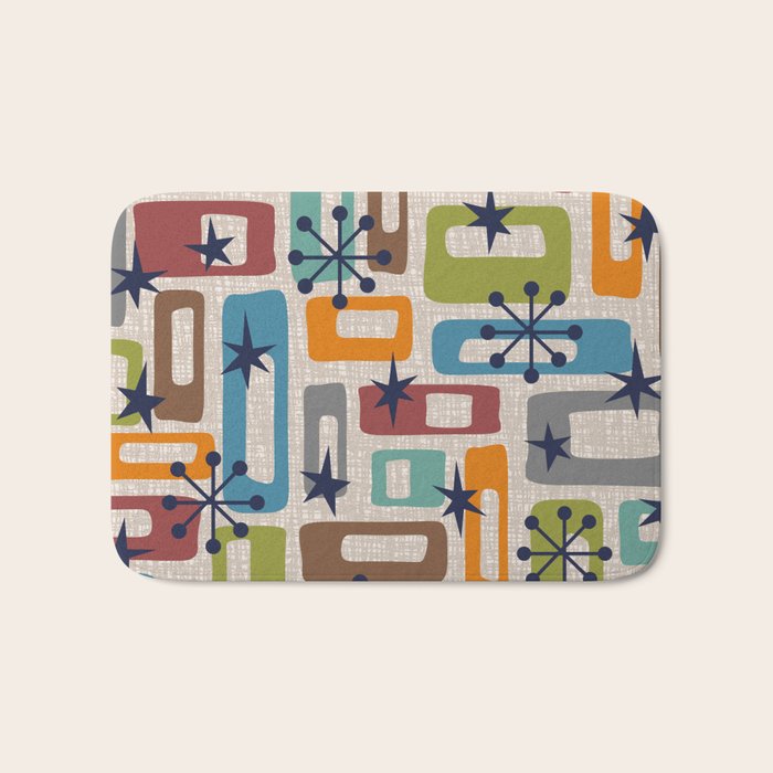 Colorful Retro Mid Century Modern Solar Squares 629 Bath Mat Gallery Image 1