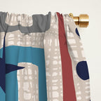 Colorful Retro Mid Century Modern Solar Squares 629 Window Curtain Gallery Image 2