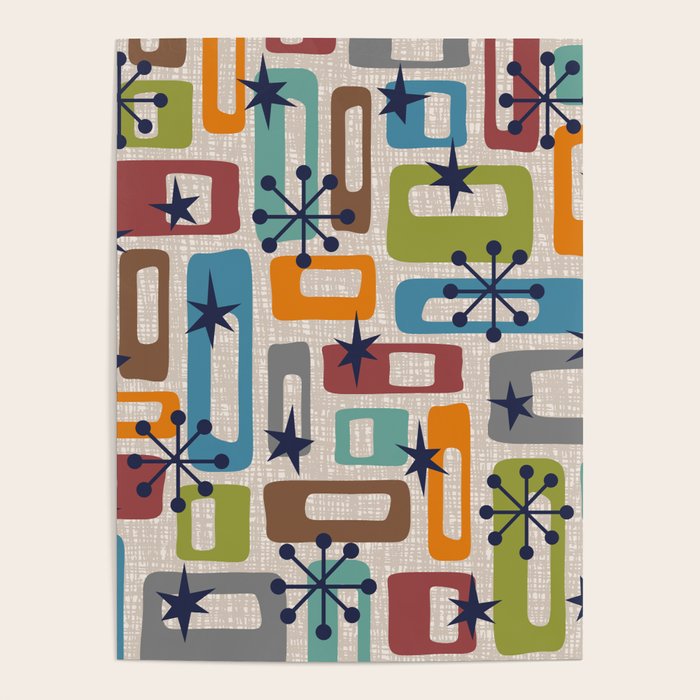 Colorful Retro Mid Century Modern Solar Squares 629 Poster Gallery Image 1