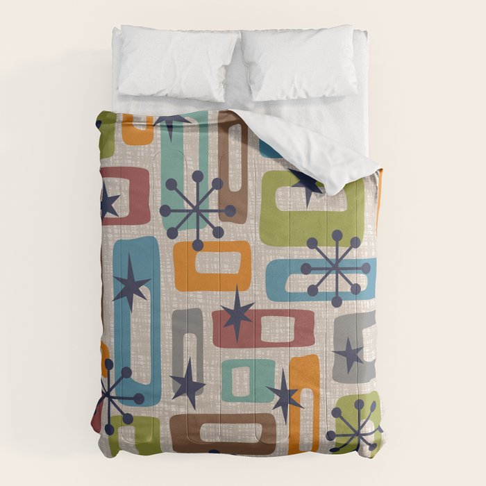 Colorful Retro Mid Century Modern Solar Squares 629 Comforter Gallery Image 6