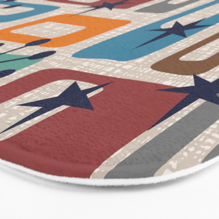 Colorful Retro Mid Century Modern Solar Squares 629 Bath Mat Gallery Image 3